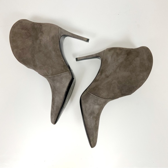 Saint Laurent Paris High Heeled Grey Suede Pointy Toe Ankle Boots Size 37 - Picture 4 of 13